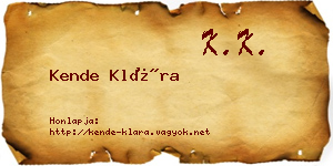 Kende Klára névjegykártya